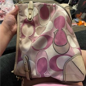 Coach Pink and Cream Shoulder Bag